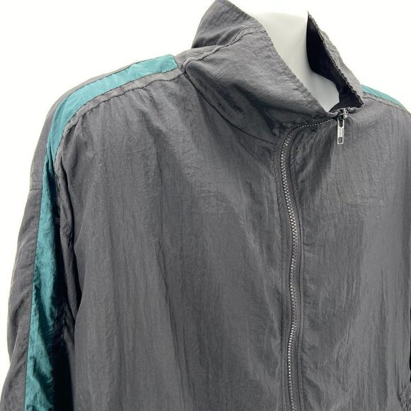 Vintage MacGregor Water Repellent Nylon Black Green Windbreaker Jacket Mens L - Picture 2 of 8